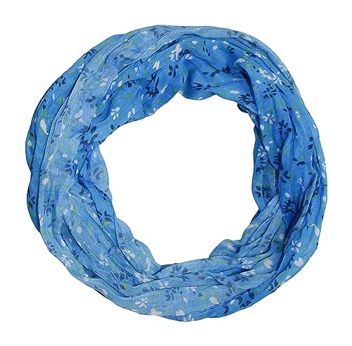 beybey® Damen Seide Loop Schal mit Blumenmuster - wunderschön und fein - Seidenschal - Loop Schal Damen - Schlauchschal Damen (SX8 love blue) von beybey