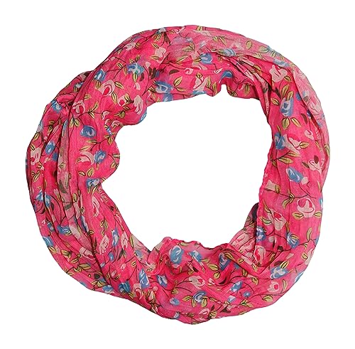 beybey® Damen Seide Loop Schal mit Blumenmuster - Wunderschön und Fein - Seidenschal - Schlauchschal (Pink) von beybey