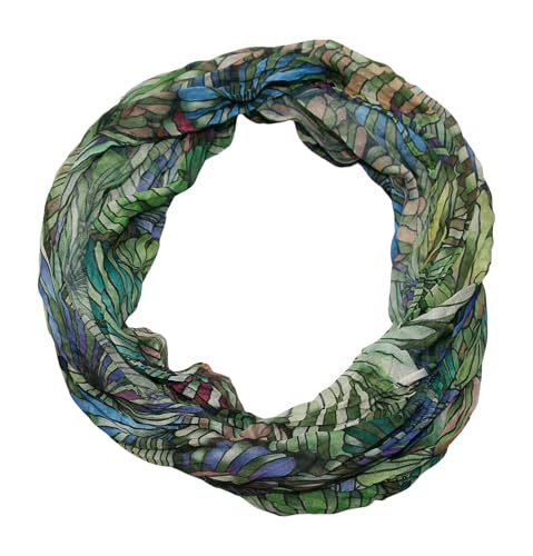 beybey® feiner Batik Damen Seide Loop Schal in unwiderstehlichen Farben - hochwertiger Seidenschal - Schweizer Alpen (sws grün) von beybey