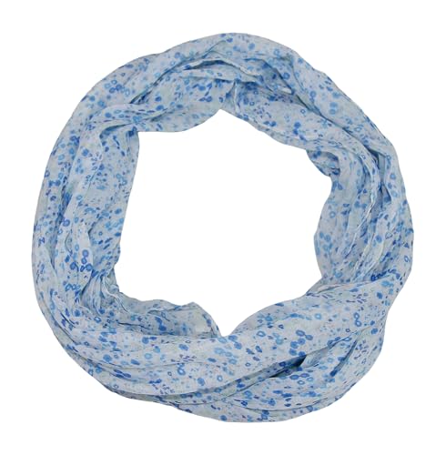 beybey® feiner Damen Loop Schal aus Seide und Viskose mit Blümchen Muster - Frühlingserwachen und die Brise des Lebens. (blau) von beybey