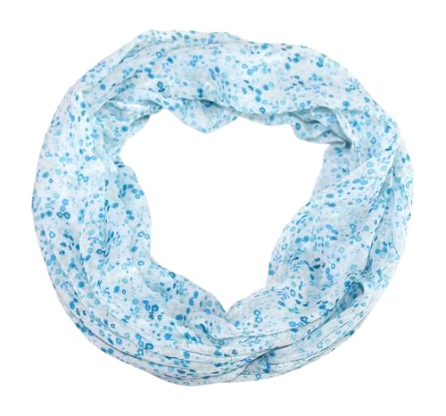 beybey® feiner Damen Loop Schal aus Seide und Viskose mit Blümchen Muster - Frühlingserwachen und die Brise des Lebens. (türkis mint) von beybey