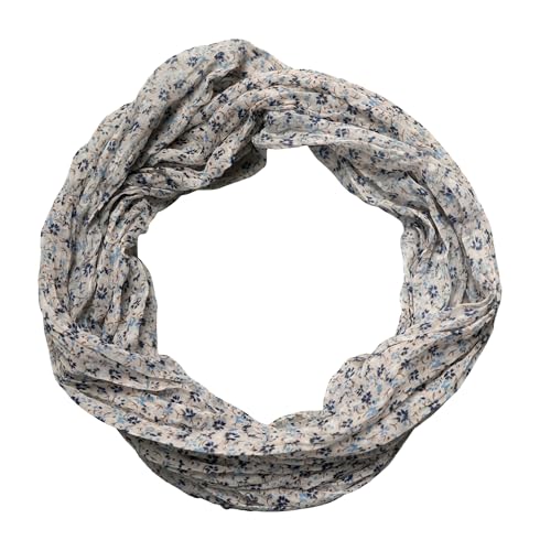 beybey® zarter Damen Loop Schal aus einem sehr feinen Material aus Seide und Baumwolle und in exkluisve Farben. (Blümchen beige) von beybey