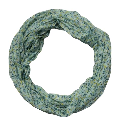 beybey® zarter Damen Loop Schal aus einem sehr feinen Material aus Seide und Baumwolle und in exkluisve Farben. (Blümchen mint) von beybey