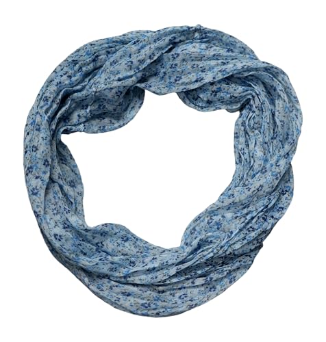 beybey® zarter Damen Loop Schal aus einem sehr feinen Material aus Seide und Baumwolle und in exkluisve Farben. (Blümchen sky blue) von beybey