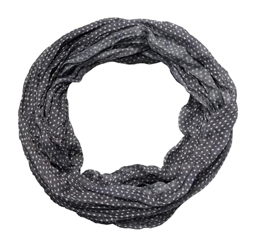 beybey® zarter Damen Loop Schal aus einem sehr feinen Material aus Seide und Baumwolle und in exkluisve Farben. (Punkte anthrazit) von beybey