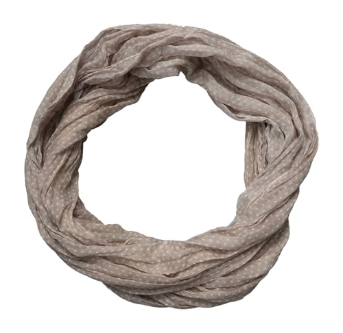 beybey® zarter Damen Loop Schal aus einem sehr feinen Material aus Seide und Baumwolle und in exkluisve Farben. (Punkte beige) von beybey