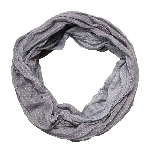 beybey® zarter Damen Loop Schal aus einem sehr feinen Material aus Seide und Baumwolle und in exkluisve Farben. (Punkte grau) von beybey