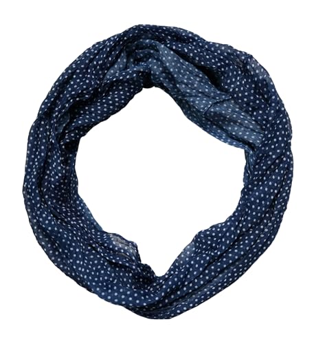 beybey® zarter Damen Loop Schal aus einem sehr feinen Material aus Seide und Baumwolle und in exkluisve Farben. (Punkte marine) von beybey