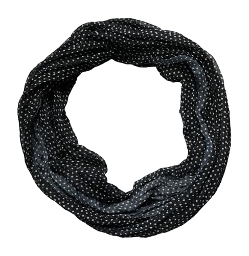 beybey® zarter Damen Loop Schal aus einem sehr feinen Material aus Seide und Baumwolle und in exkluisve Farben. (Punkte schwarz) von beybey