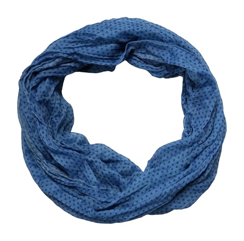 beybey® zarter Damen Loop Schal aus einem sehr feinen Material aus Seide und Baumwolle und in exkluisve Farben. (Punkte traumblau) von beybey