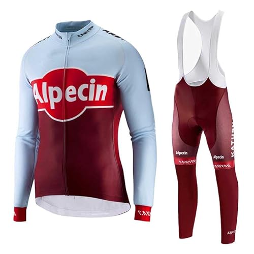 beyleaycau Herbst Radsport-Set für Herren Langarmtrikot und Trägerhose Trainingsanzug schnelltrocknend atmungsaktiv mit Polsterung von beyleaycau