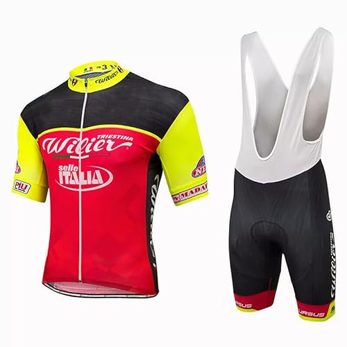 beyleaycau Herren Kurzarm Fahrradtrikot Sets Sommer Schnelltrocken Atmungsaktive Fahrradshirt und Trägershorts Maßgeschneiderte Pro-Team Fahrradausrüstung Rot L von beyleaycau