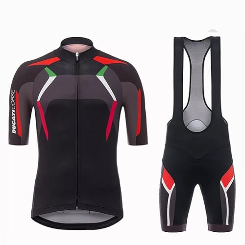 beyleaycau Herren Kurzarm Fahrradtrikot Sets Sommer Schnelltrocken Atmungsaktive Fahrradshirt und Trägershorts Maßgeschneiderte Pro-Team Fahrradausrüstung Schwarz M von beyleaycau