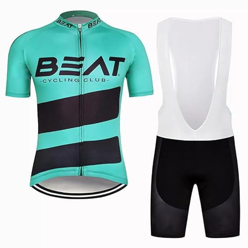 beyleaycau Herren Kurzarm Fahrradtrikot Sets Sommer Schnelltrocken Atmungsaktive Fahrradshirt und Trägershorts Maßgeschneiderte Pro-Team Fahrradausrüstung blau M von beyleaycau