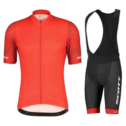beyleaycau Herren Kurzarm Fahrradtrikot Sets Sommer Schnelltrocken Atmungsaktive Fahrradshirt und Trägershorts Maßgeschneiderte Pro-Team Fahrradausrüstung hellrot L von beyleaycau