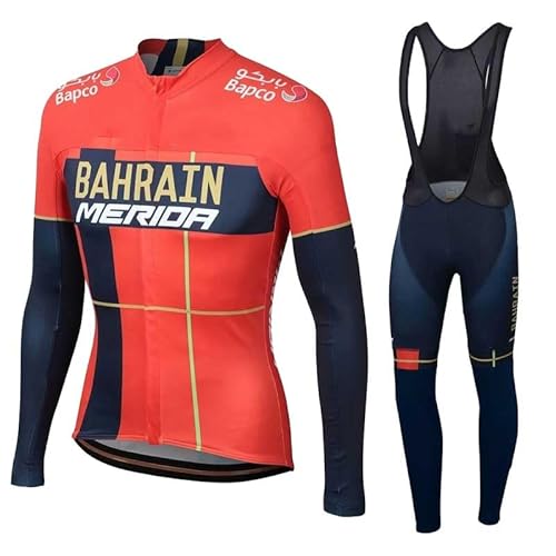 beyleaycau Herren Radsport Set Herbst Fleece Thermisches Radtrikot mit durchgehendem Reißverschluss inklusive Gel gepolsterte Trägerhose Atmungsaktiv Schnell trocknend von beyleaycau