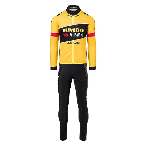 beyleaycau Herren Radsport Set Herbst Fleece Thermisches Radtrikot mit durchgehendem Reißverschluss inklusive Gel gepolsterte Trägerhose Atmungsaktiv Schnell trocknend von beyleaycau