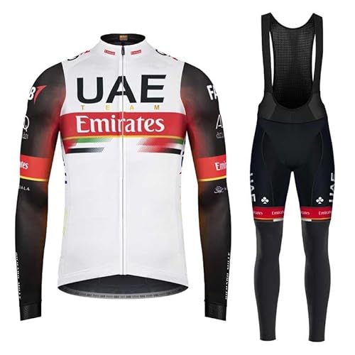 beyleaycau Herren Radsport Set Herbst Fleece Thermisches Radtrikot mit durchgehendem Reißverschluss inklusive Gel gepolsterte Trägerhose Atmungsaktiv Schnell trocknend von beyleaycau