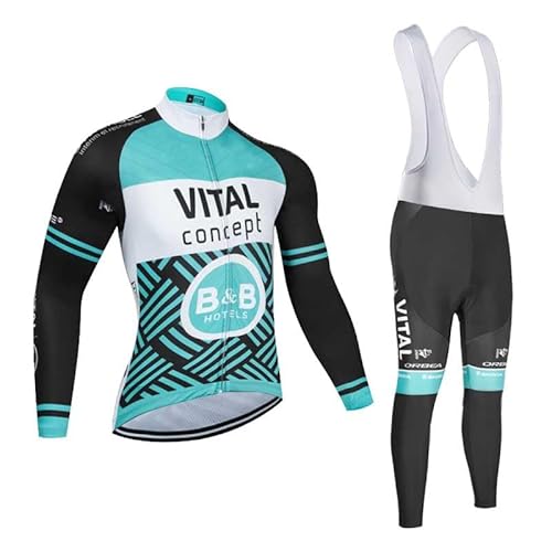 beyleaycau Herren Radsporttrikot-Set Langarm 2-teiliger Anzug mit Gel gepolsterter Trägerhose für Herbst und Winterfahrten Wärmend von beyleaycau
