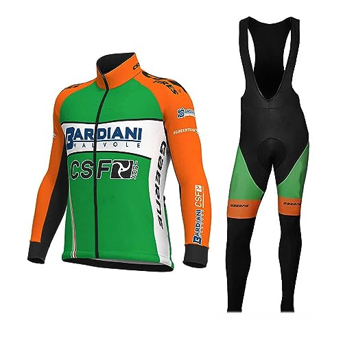 beyleaycau Herren Radsporttrikot-Set Langarm 2-teiliger Anzug mit Gel gepolsterter Trägerhose für Herbst und Winterfahrten Wärmend von beyleaycau