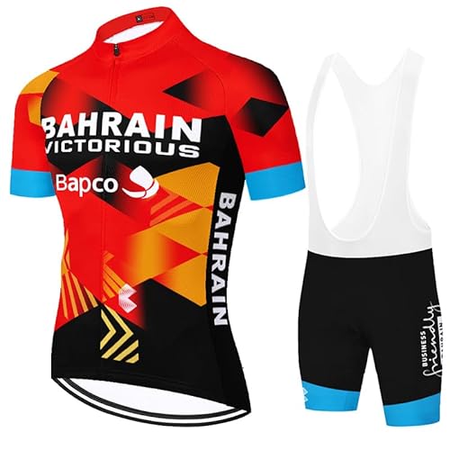 beyleaycau Herren Sommer-Fahrradset Schnell trocknendes Kurzarmtrikot mit durchgehendem Reißverschluss und Trägershorts mit Gel-Polster von beyleaycau