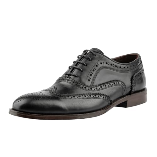 beyoğlu Schuhe Vollnarbenleder mit Ledersohle Herren Schuhe, Anzugschuhe Herren, Business Schuhe Herren, Stylish and Classic, Geschenk für Männer | Schwarz - - 43 - Oxford 1 von beyoğlu