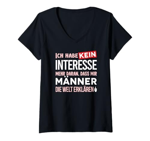 Damen Mansplaining - kein Interesse T-Shirt mit V-Ausschnitt von beyond nerdy