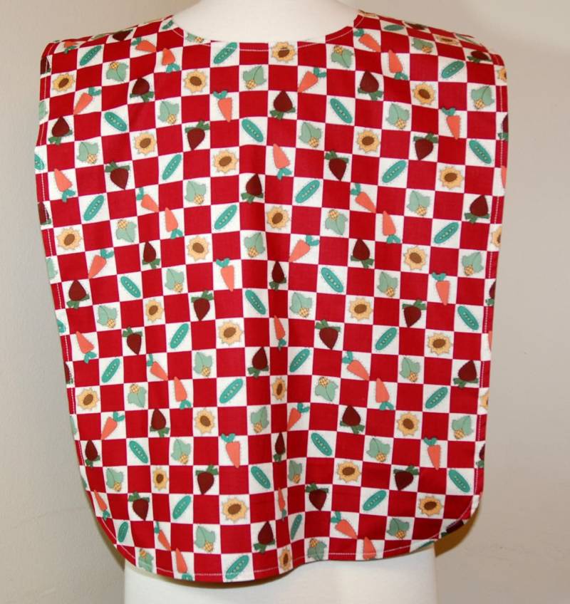 Abstand - Erwachsener Rippenlätzchen/Kleidungsschutz/Make-Up-Lätzchen, Lang Rost Und Creme Kariert Gartengemüse Blumen Sofort Versandfertig von beyondquilts