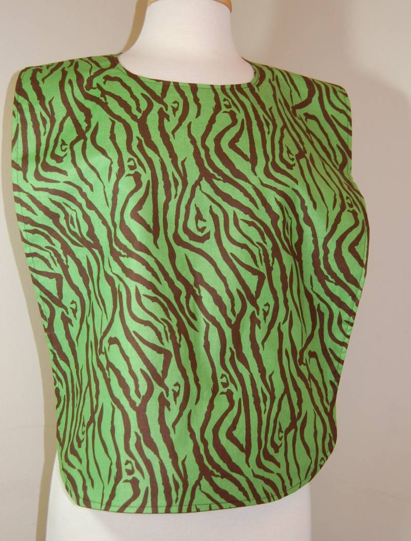 Erwachsenen Rib Lätzchen/Kleidung Beschützer/Make-Up Lätzchen, Lang Länge, Geschenk Für Mutter Grün Und Braun Zebrastreifen von beyondquilts