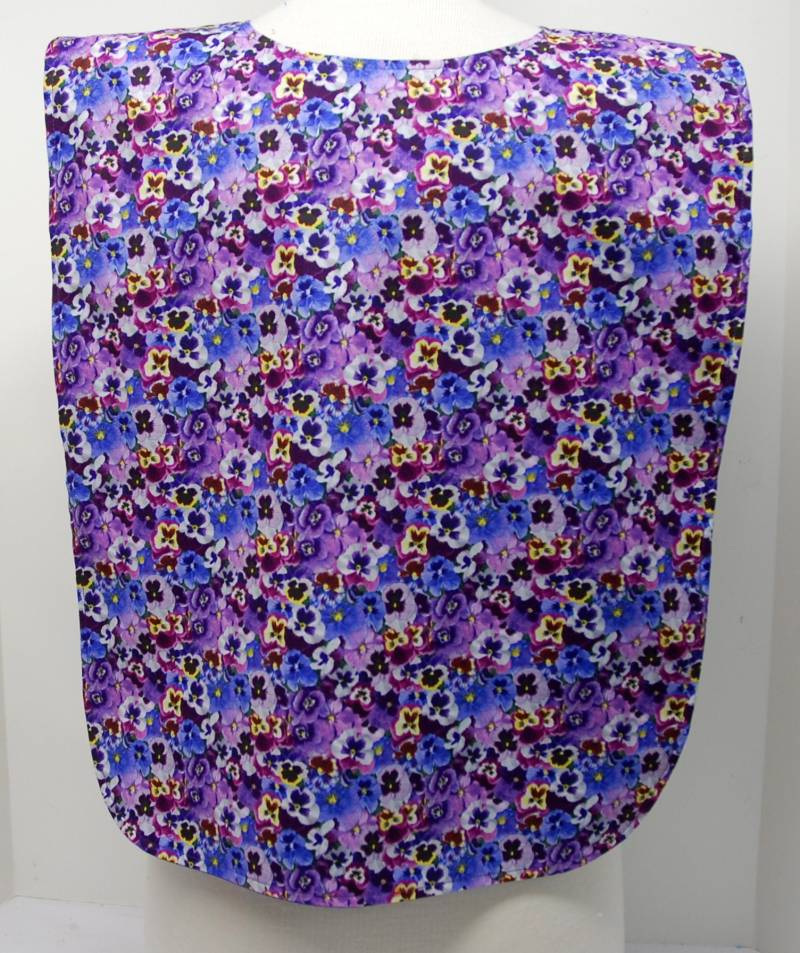 Erwachsener Rib Lätzchen/Kleidung Beschützer. Make-Up-Lätzchen, Lange Länge Blau Lila Stiefmütterchen Muttertag Mama Geburtstag von beyondquilts