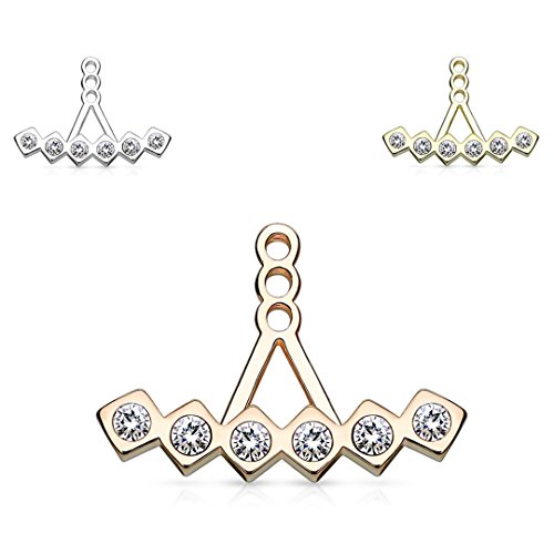 Beyoutifulthings Damen Cartilage Stud Ohringe Ohrringe Set Stecker Edelstahl Chirurgenstahl silber 6 Quadrate Zirkonia von beyoutifulthings