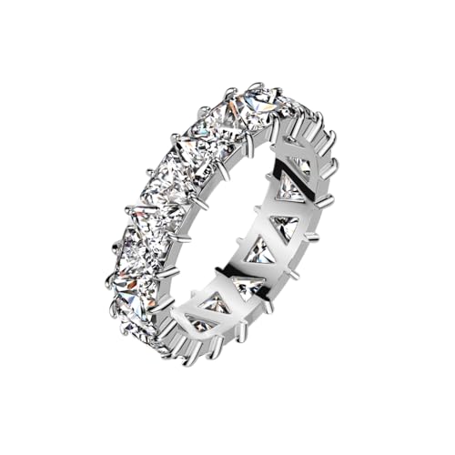 beyoutifulthings® Damen-Ring Zirkonia Dreieck-ig Silber Clear Edel-stahl 4,7-mm breit Band-Ring Eternity-Ring Herren-Ring 57 (18,1) von beyoutifulthings