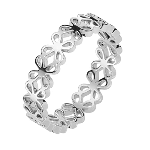beyoutifulthings® Damen-Ring verbundene Blume-n Silber Chirurgenstahl 4,9-mm breit Band-Ring Eternity-ring glänzend poliert 57 (18,1) von beyoutifulthings