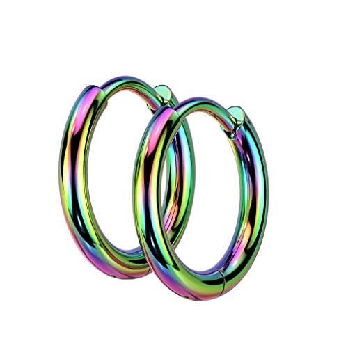 beyoutifulthings 1 Paar Damen Creolen 2-mm Breite 10-mm Durchmesser Chirurgenstahl Ohr-ringe Ohr-stecker Ohringe Regenbogen von beyoutifulthings