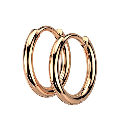 beyoutifulthings 1 Paar Damen Creolen 2-mm Breite 10-mm Durchmesser Chirurgenstahl Ohr-ringe Ohr-stecker Ohringe Roségold von beyoutifulthings