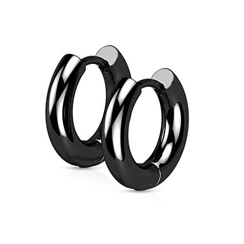 beyoutifulthings 1 Paar Damen Creolen 3-mm Breite 8-mm Durchmesser Chirurgenstahl Ohr-ringe Ohr-stecker Ohringe Schwarz von beyoutifulthings