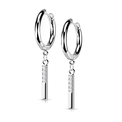 beyoutifulthings 1 Paar Damen Creolen Ohr-Hänger Anhänger 4 Zirkonia Clear Ohr-ringe Ohr-Stecker Ohringe Silber von beyoutifulthings