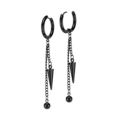 beyoutifulthings 1 Paar Damen Creolen Ohr-Hänger Kugel Zapfen Ketten-Anhänger Ohr-ringe Ohr-stecker Ohringe Schwarz von beyoutifulthings
