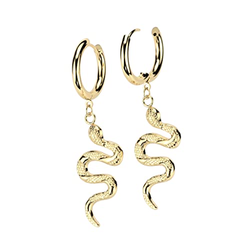 beyoutifulthings 1 Paar Damen Creolen Ohr-Hänger Schlangen-Anhänger Ohr-ringe Ohr-stecker Ohringe Gold von beyoutifulthings