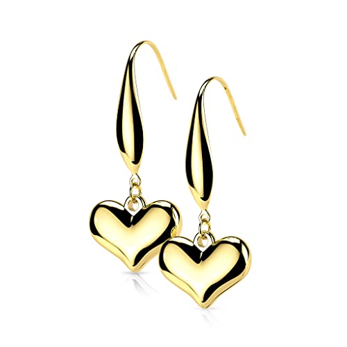 beyoutifulthings 1 Paar Damen Ohr-Hänger Herz-Anhänger Ohr-stecker Ohr-Haken Ohringe Gold von beyoutifulthings