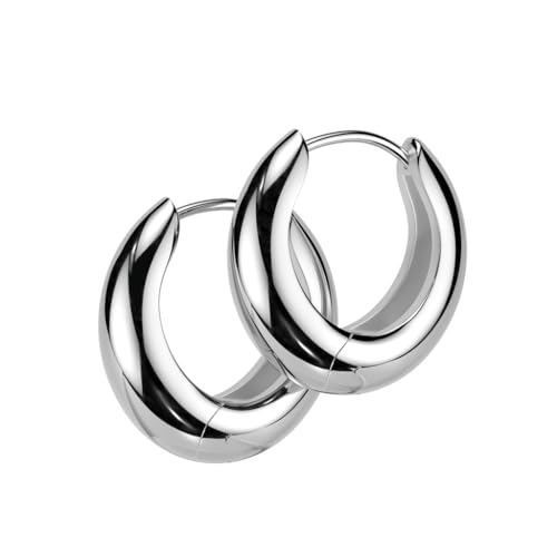 beyoutifulthings 1 Paar Damen Ohr-Ringe 7,1-mm breite Creole Silber Ohr-Hänger Chirurgenstahl Ohr-ringe Ohringe Klapp-Bügel von beyoutifulthings