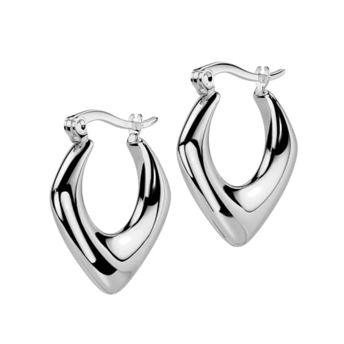 beyoutifulthings 1 Paar Damen Ohr-Ringe Creole Diamant-Form Silber 2,8-mm breit Ohr-Hänger Chirurgenstahl Ohr-ringe Ohringe Klapp-Bügel von beyoutifulthings