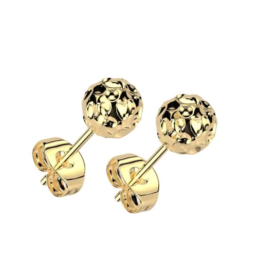 beyoutifulthings 1 Paar Damen Ohr-Stecker Gold Silber gehammerte Kugel 5-mm Chirurgenstahl Ohr-ringe Ohringe von beyoutifulthings