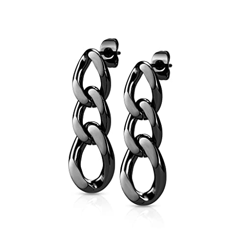 beyoutifulthings 1 Paar Damen Ohr-Stecker Ketten-Glieder Anhänger Ohr-ringe Ohr-hänger Ohringe Schwarz von beyoutifulthings