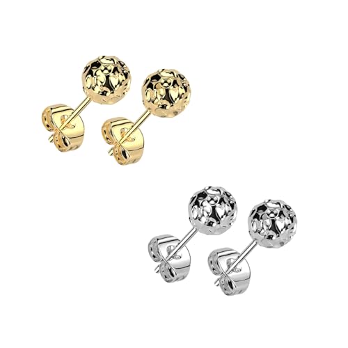beyoutifulthings 1 Paar Damen Ohr-Stecker Set Gold Silber gehammerte Kugel 5-mm Chirurgenstahl Ohr-ringe Ohringe beyoutifulthings 1 Paar Damen Ohr-Stecker Set Gold Silber gehammerte Kugel 5-mm Chirurgenstahl Ohr-ringe Ohringe von beyoutifulthings