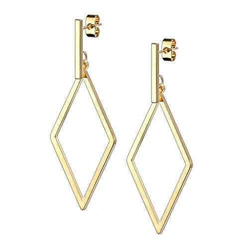 beyoutifulthings 1 Paar Damen Ohr-stecker Balken Anhänger Diamant-Design Ohr-ringe Ohring Chirurgenstahl Stecker-Verschluss Silber Gold von beyoutifulthings