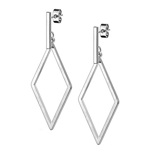 beyoutifulthings 1 Paar Damen Ohr-stecker Balken Anhänger Diamant-Design Ohr-ringe Ohring Chirurgenstahl Stecker-Verschluss Silber Gold von beyoutifulthings