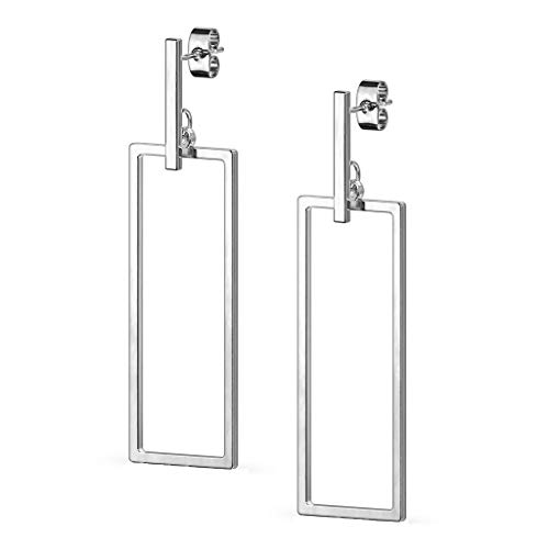 beyoutifulthings 1 Paar Damen Ohr-stecker Balken Anhänger Rechteck Ohr-ringe Ohring Chirurgenstahl Stecker-Verschluss Silber Gold von beyoutifulthings