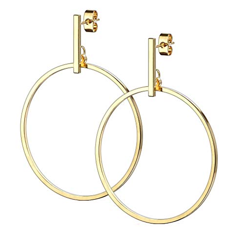 beyoutifulthings 1 Paar Damen Ohr-stecker Balken Anhänger Ring rund Ohr-ringe Ohring Chirurgenstahl Stecker-Verschluss Silber Gold von beyoutifulthings