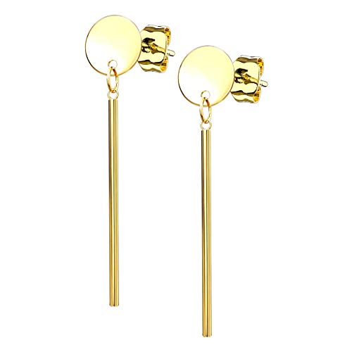 beyoutifulthings 1 Paar Damen Ohr-stecker Runde Platte Anhänger Balken Ohr-ringe Ohring Chirurgenstahl Silber Gold Roségold von beyoutifulthings